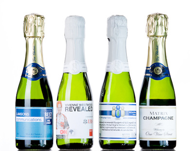 branded champagne in small bottles